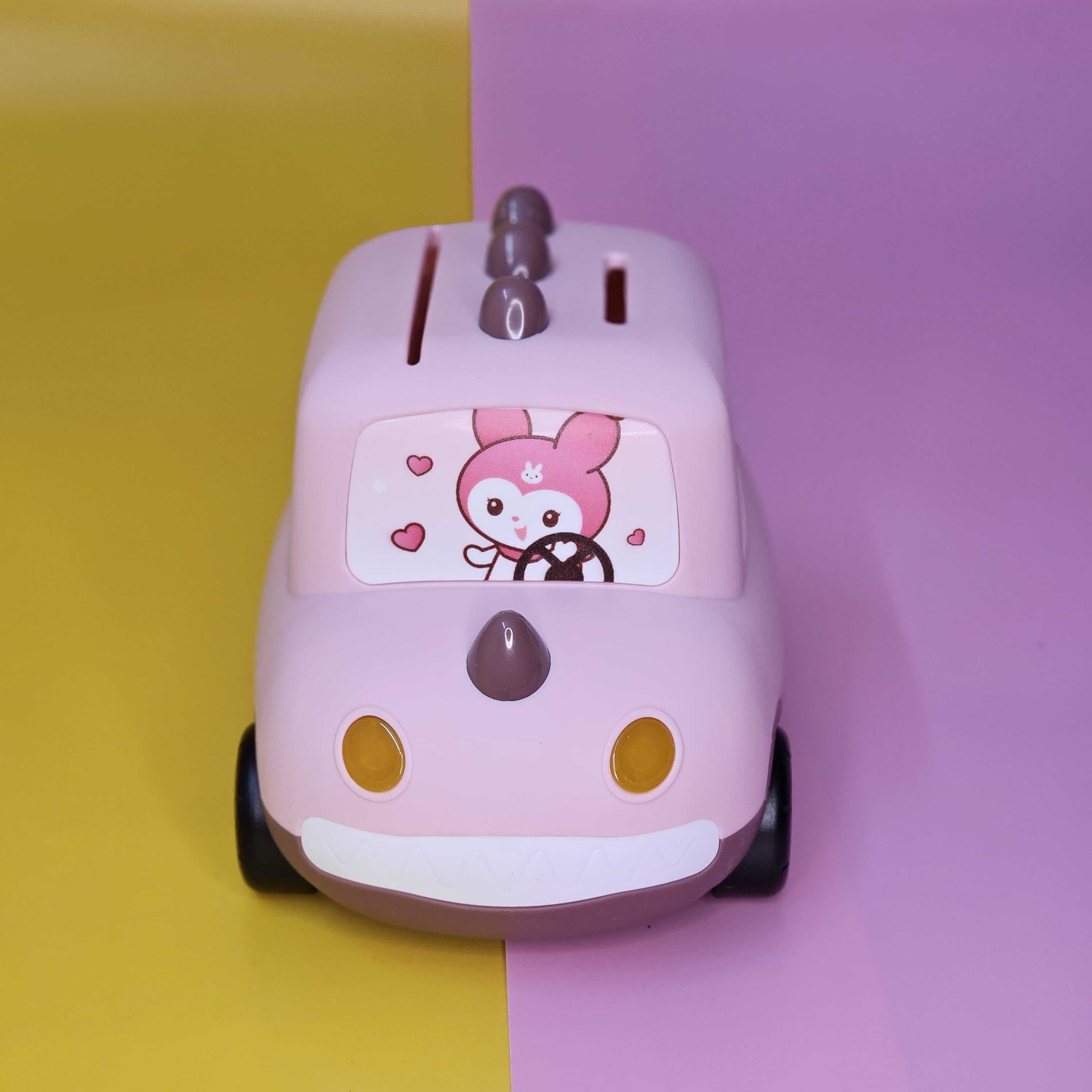 Cute Car-Shaped Metal Money Box for Kids – Fun & Secure Piggy Bank with Lock & Key | Adorable Cartoon Dino & Bunny Designs | Perfect Return Gift for Birthdays, Parties & Special Occasions | Durable & Stylish Savings Box | Available at www.usmile.toys